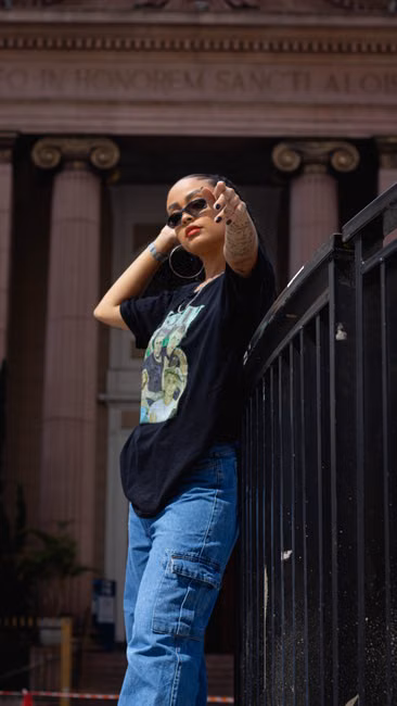 Camiseta Oversized Preta Estampada
